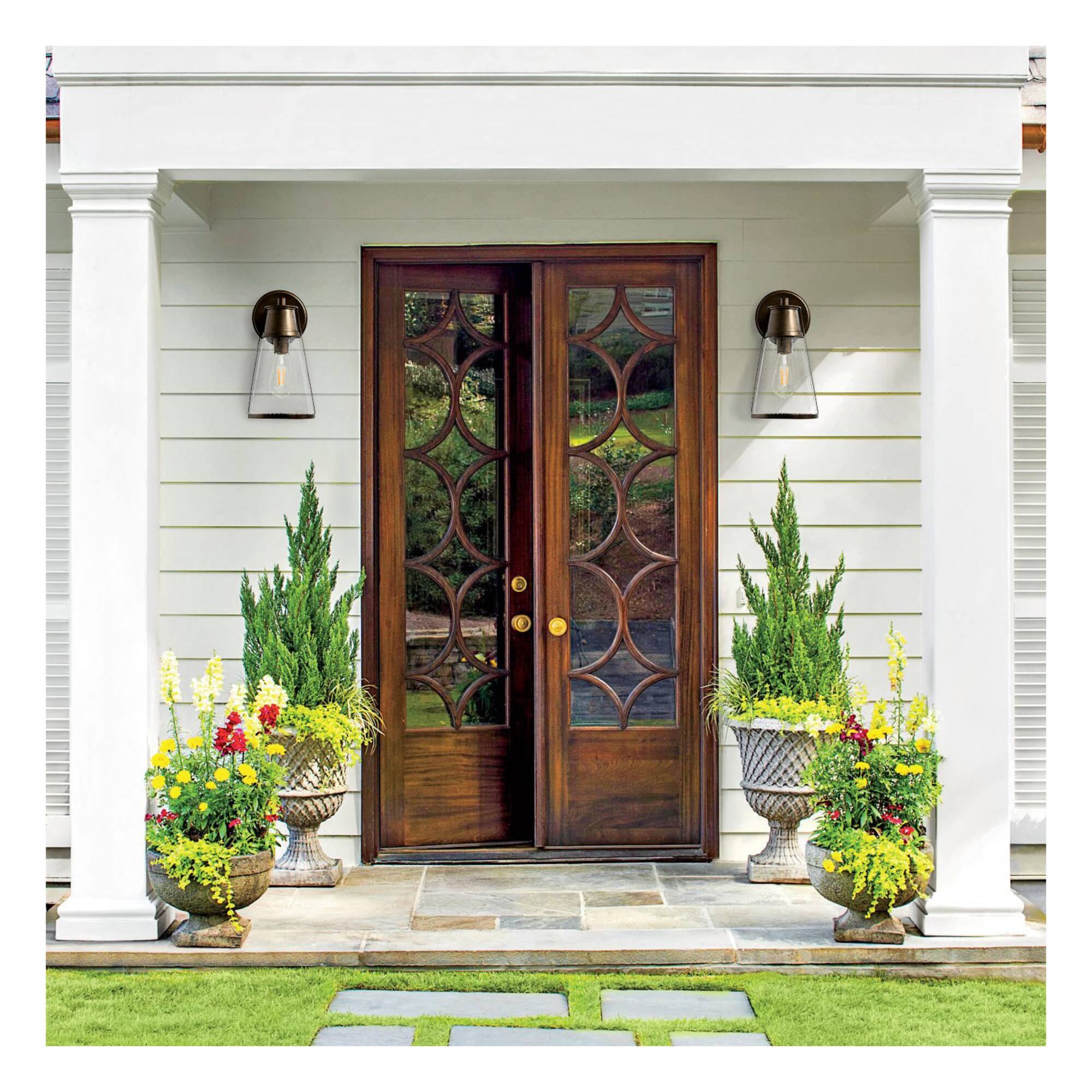 Hello Honey® Robert Stevenson Lighting Jaxon 13.5" Metal & Seedy Glass Outdoor Wall Sconce